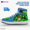 Kids ROBLOX Characters High-Top Shoes Leather Green and Blue, Jordans Style Sneakers Cool Kiddo 32