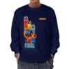 Dark Blue Pac-Man Men-Youth Crewneck Sweatshirt, Vintage Video Game Apparel Unisex Comfortable Sweater Cool Kiddo 30