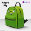 Green Angry Birds Pig Face Little Backpack – Fun All-Over Print Leather Street Bag For Girls Cool Kiddo 22