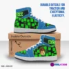 Kids ROBLOX Characters High-Top Shoes Leather Green and Blue, Jordans Style Sneakers Cool Kiddo 30