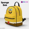 Sponge Bob Face Little Backpack – Fun All-Over Print Leather Street Bag for Girls Cool Kiddo 26