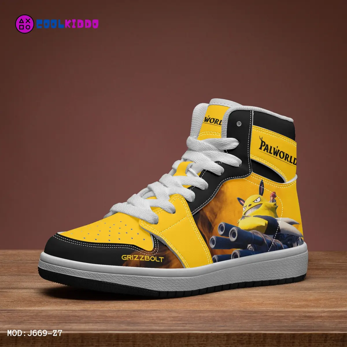 Personalized Grizzbolt Palworld New Video Game High-Top Shoes, Leather Sneakers for Kids Cool Kiddo 22