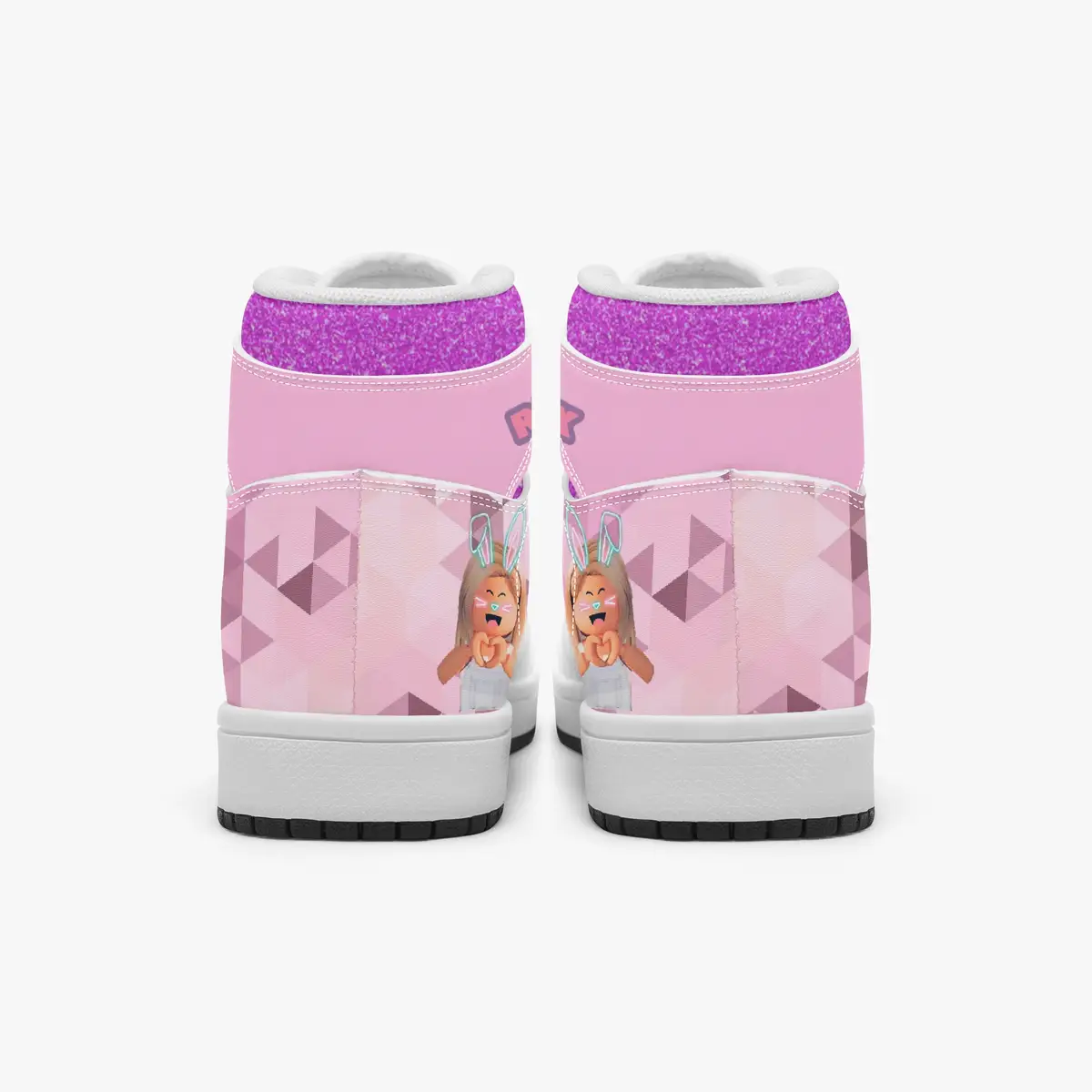 Customized Name ROBLOX Girls Characters High-Top Leather Pink Shoes for Kids, Jordans Style Sneakers Cool Kiddo 20