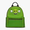 Green Angry Birds Pig Face Little Backpack – Fun All-Over Print Leather Street Bag For Girls Cool Kiddo 30