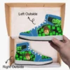 Kids ROBLOX Characters High-Top Shoes Leather Green and Blue, Jordans Style Sneakers Cool Kiddo 36