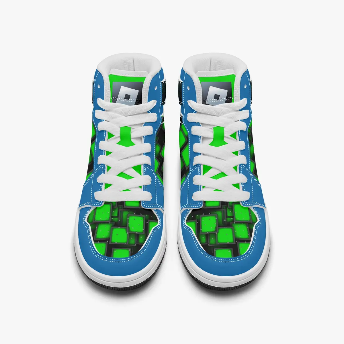 Kids ROBLOX Characters High-Top Shoes Leather Green and Blue, Jordans Style Sneakers Cool Kiddo 20