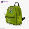 Green Monster Face Little Backpack – Flurry Simulation Fun All-Over Print Leather Street Bag For Girls Cool Kiddo 36