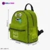 Green Monster Face Little Backpack – Flurry Simulation Fun All-Over Print Leather Street Bag For Girls Cool Kiddo 36