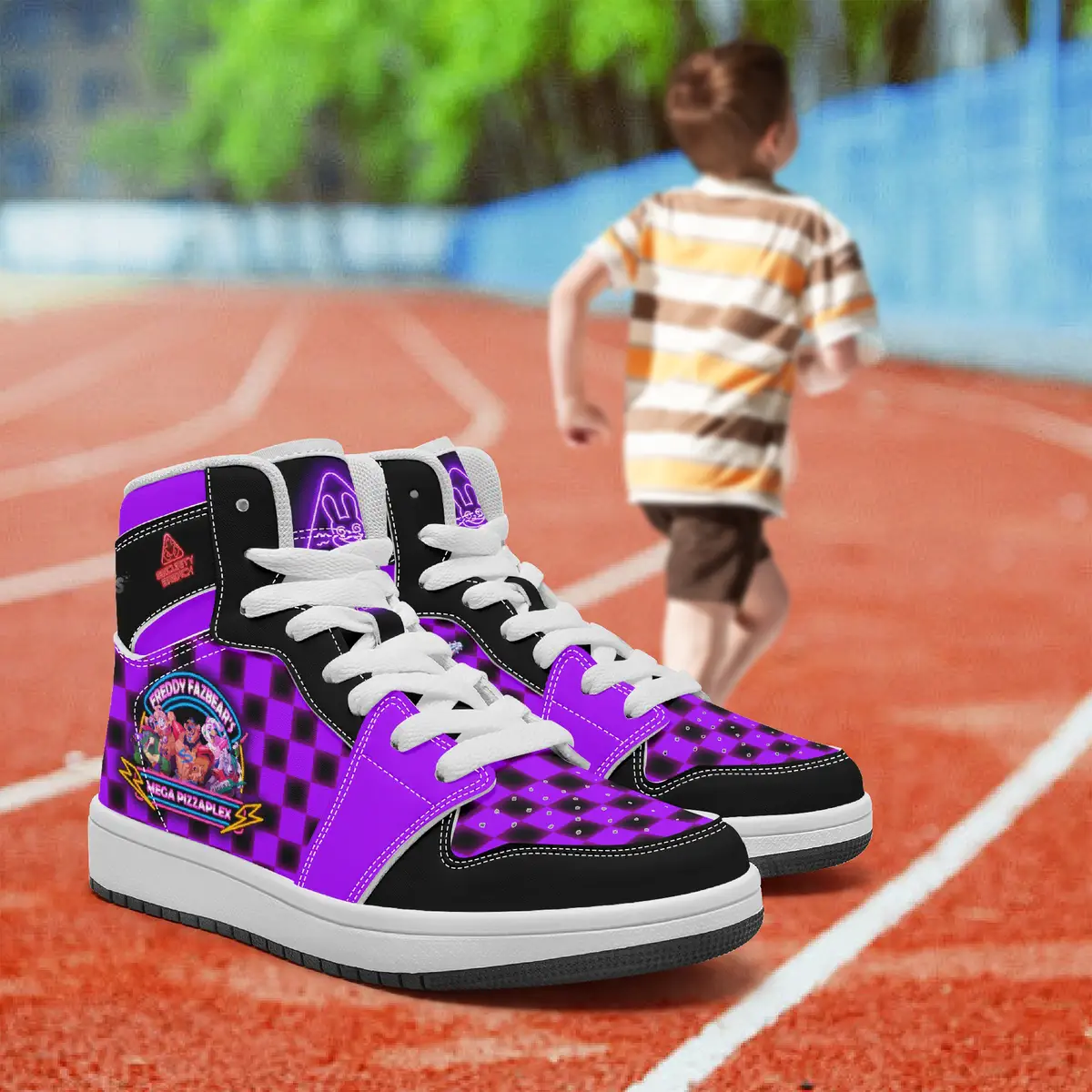 Five Nights at Freddy’s Security Breach Character High-Top Leather Black and Purple Shoes FNAF, 5NAF Cool Kiddo 28