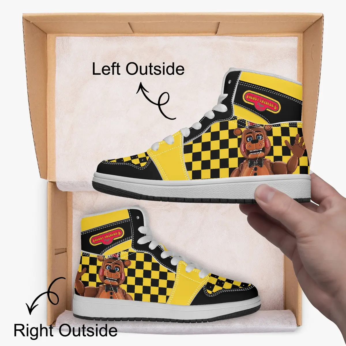 Five Nights at Freddy’s Inspired Character High-Top Kids Leather Shoes, FNAF Jordans Style Sneakers Cool Kiddo 18