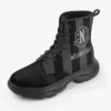 Wednesday Addams Inspired, Casual Leather Chunky Black Boots for Girls, Optional Personalized Name, Street Shoes