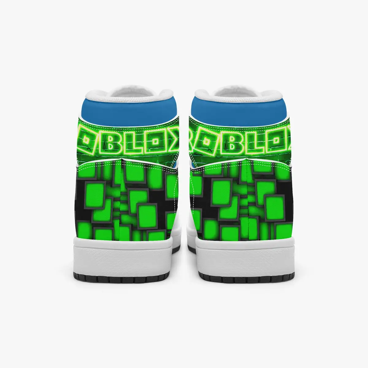 Kids ROBLOX Characters High-Top Shoes Leather Green and Blue, Jordans Style Sneakers Cool Kiddo 16
