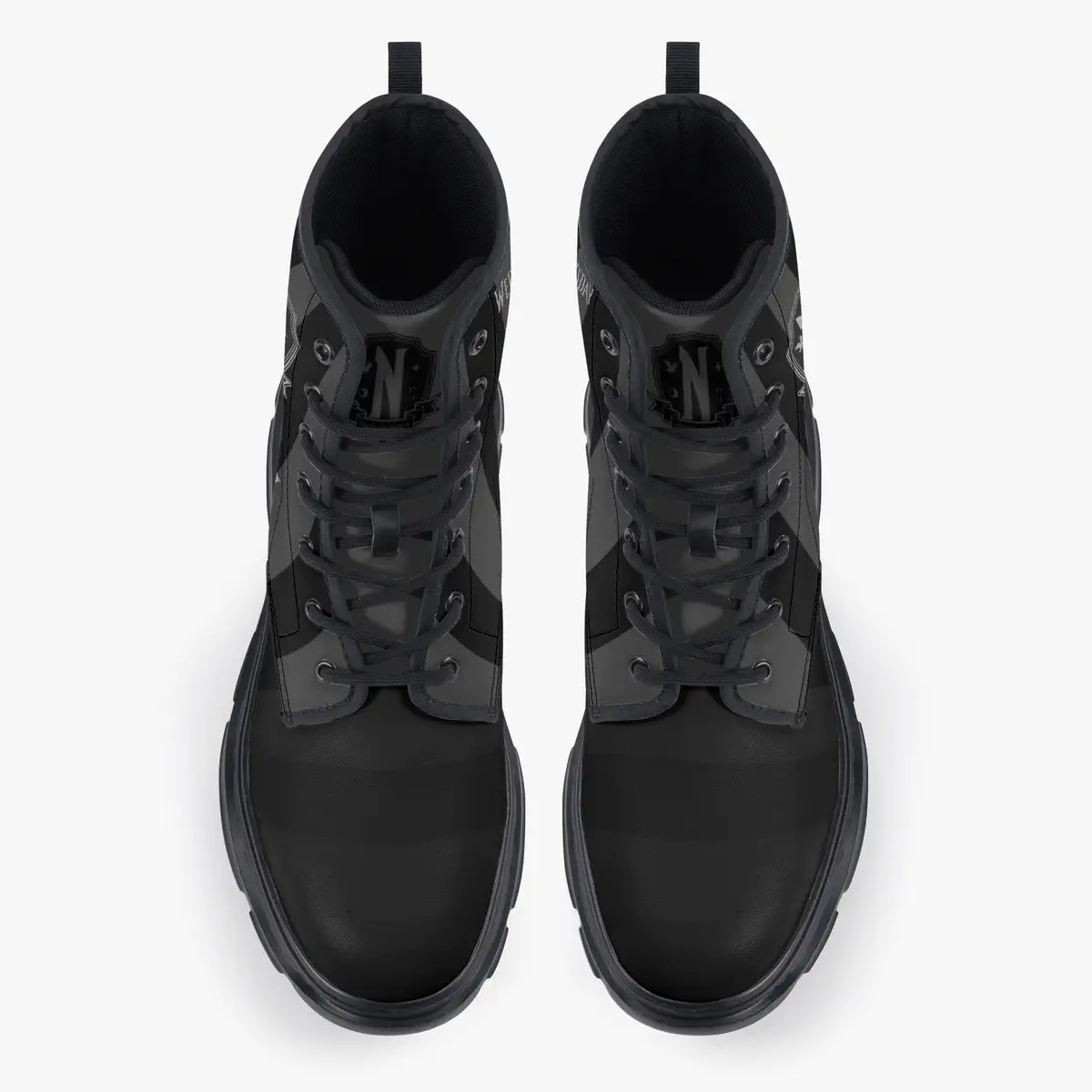 Wednesday Addams Inspired, Casual Leather Chunky Black Boots for Girls, Optional Personalized Name, Street Shoes