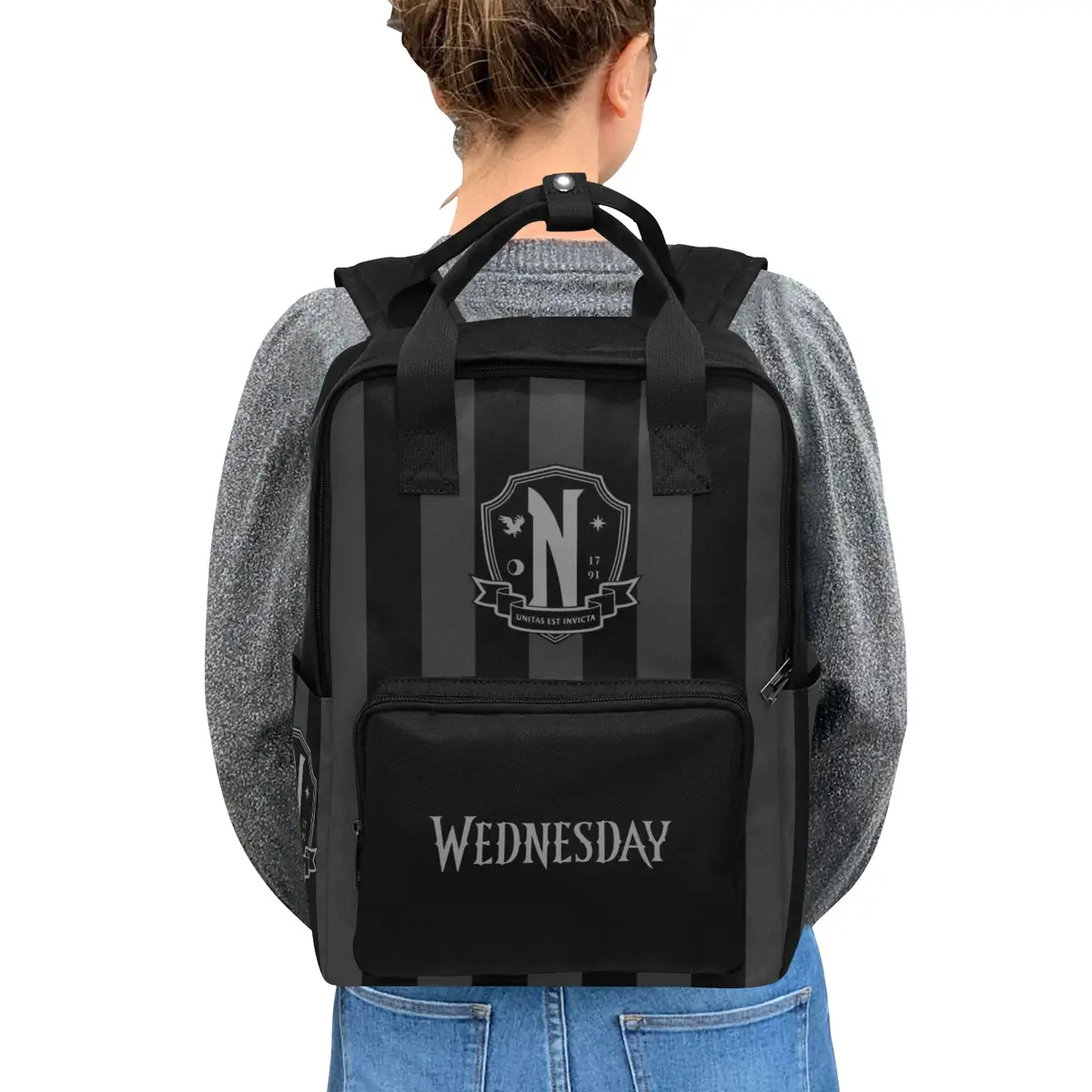 Wednesday Addams Uniform Inspired Backpack, Youth Book Bag for School, Nevermore Academy Rucksack Cool Kiddo 10