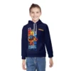 Dark Blue Pac-Man 280gsm Kids Hoodie, Vintage Video Game Apparel Unisex Comfortable Front Pocket Sweater Cool Kiddo 24