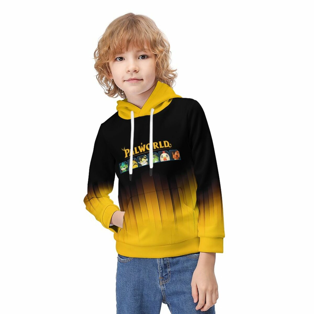 Palworld Black and Yellow 230gsm Hoodie for Kids (All-Over Printing) Cool Kiddo 12