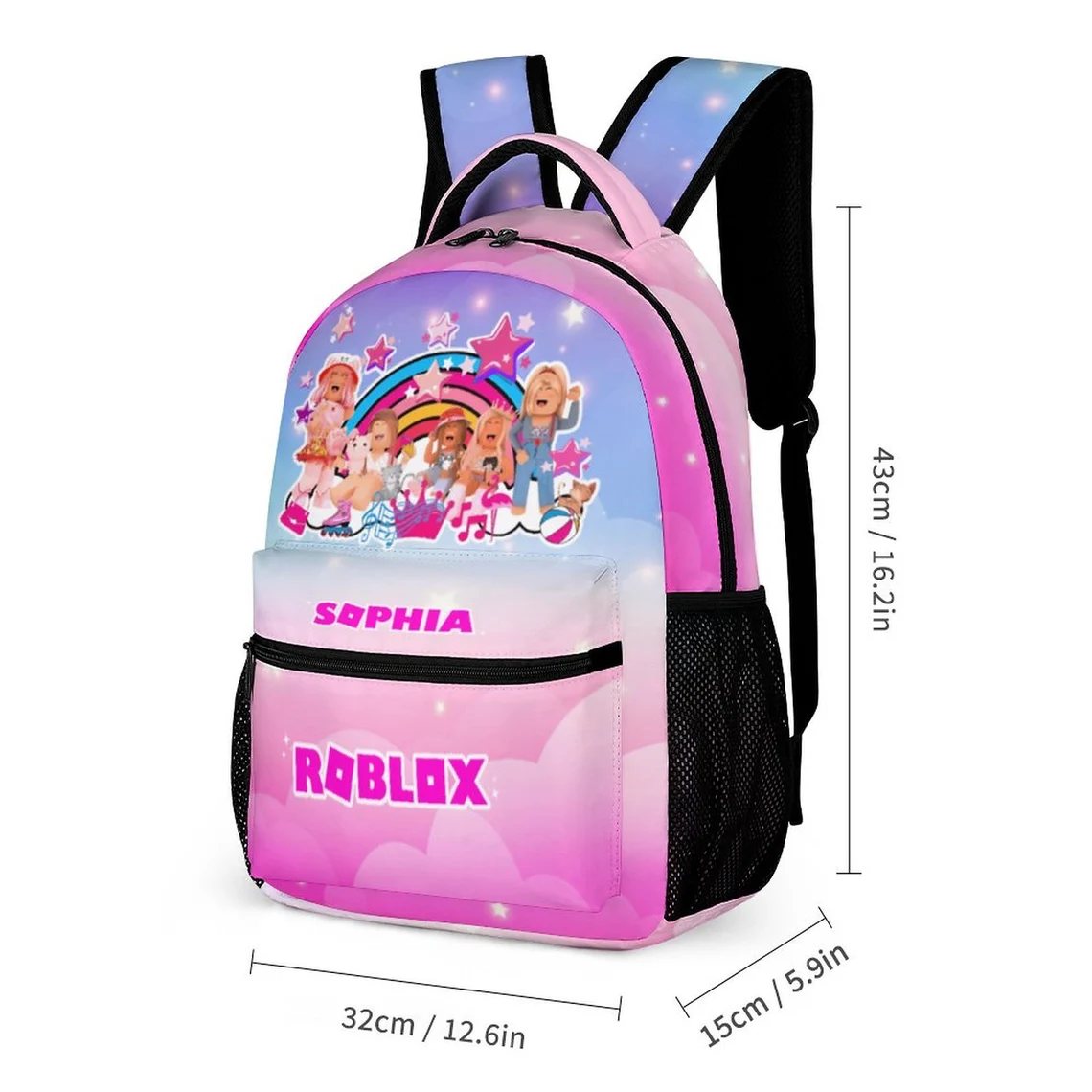 Personalized pink backpack for girls Roblox Girl customizable backpacks Cool Kiddo 14