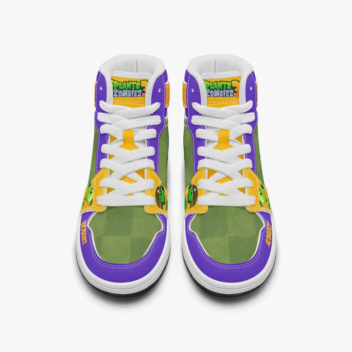Personalized Plants vs Zombies Characters High-Top Leather Sneakers – Jordans Style Shoes Cool Kiddo 24