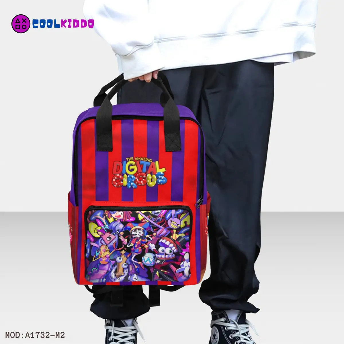 Amazing Digital Circus Handle Backpack. Book bag for Kids / Youth Cool Kiddo 12