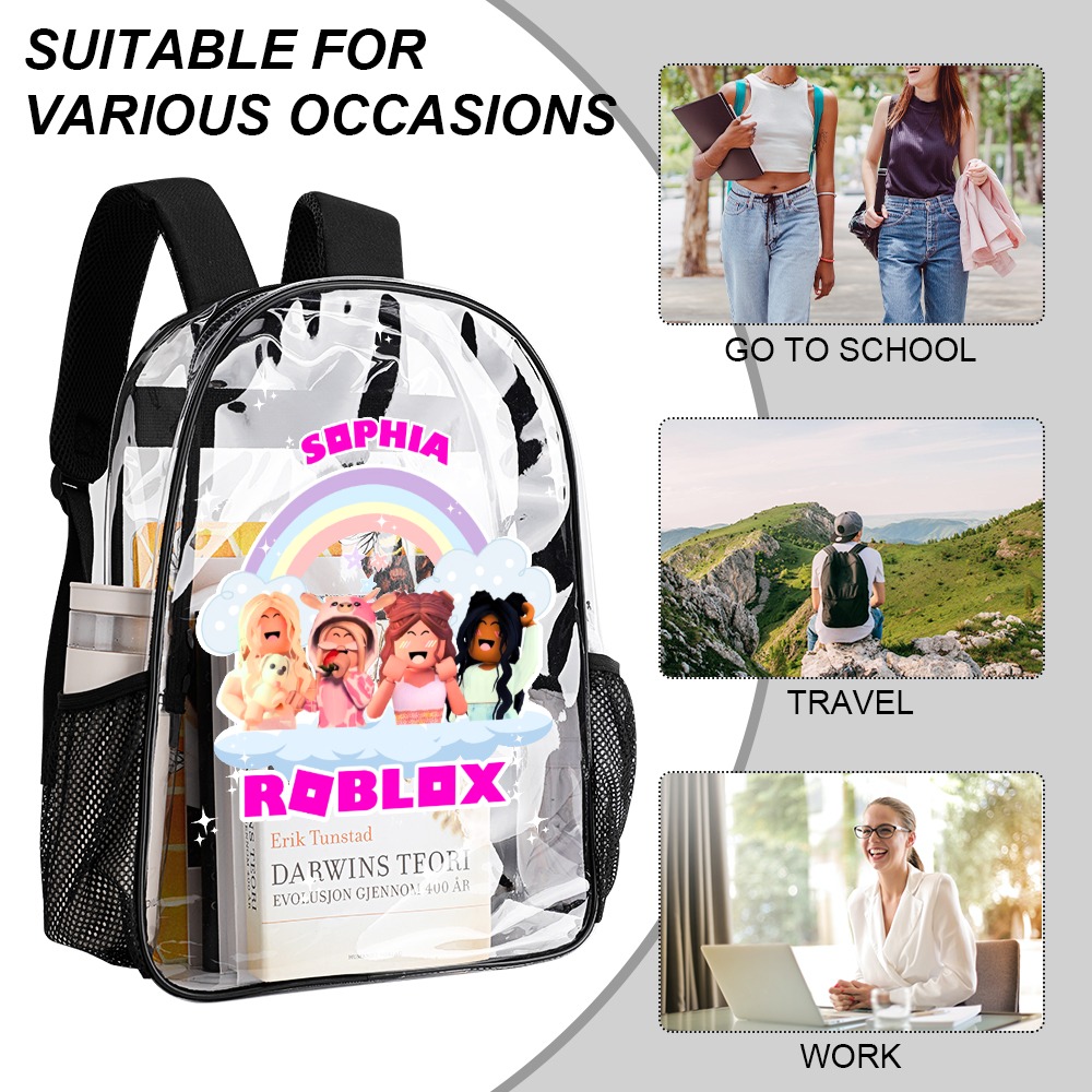 Roblox Girl Transparent Bag 17-inch 2024 New Cool Kiddo 20