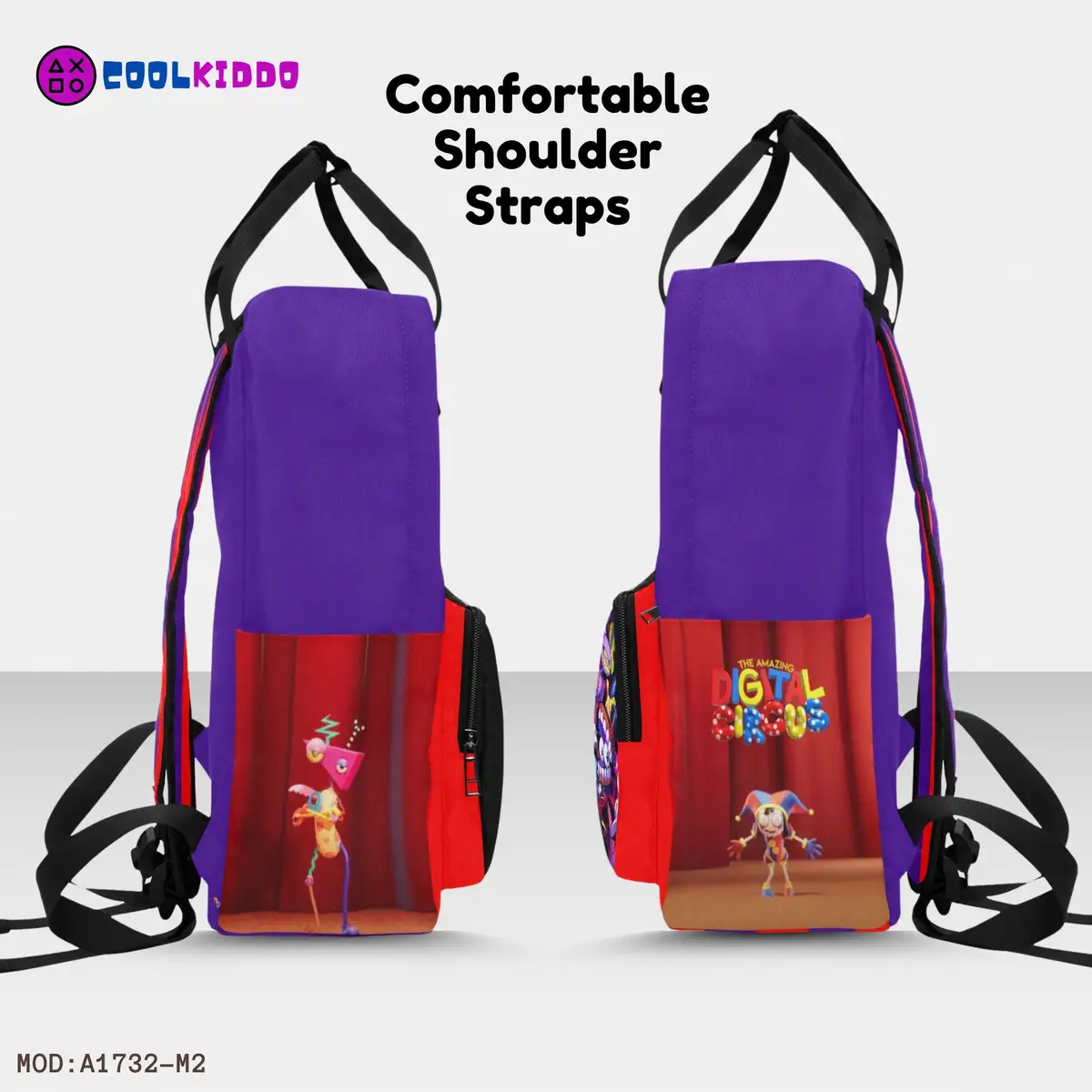 Amazing Digital Circus Handle Backpack. Book bag for Kids / Youth Cool Kiddo 16