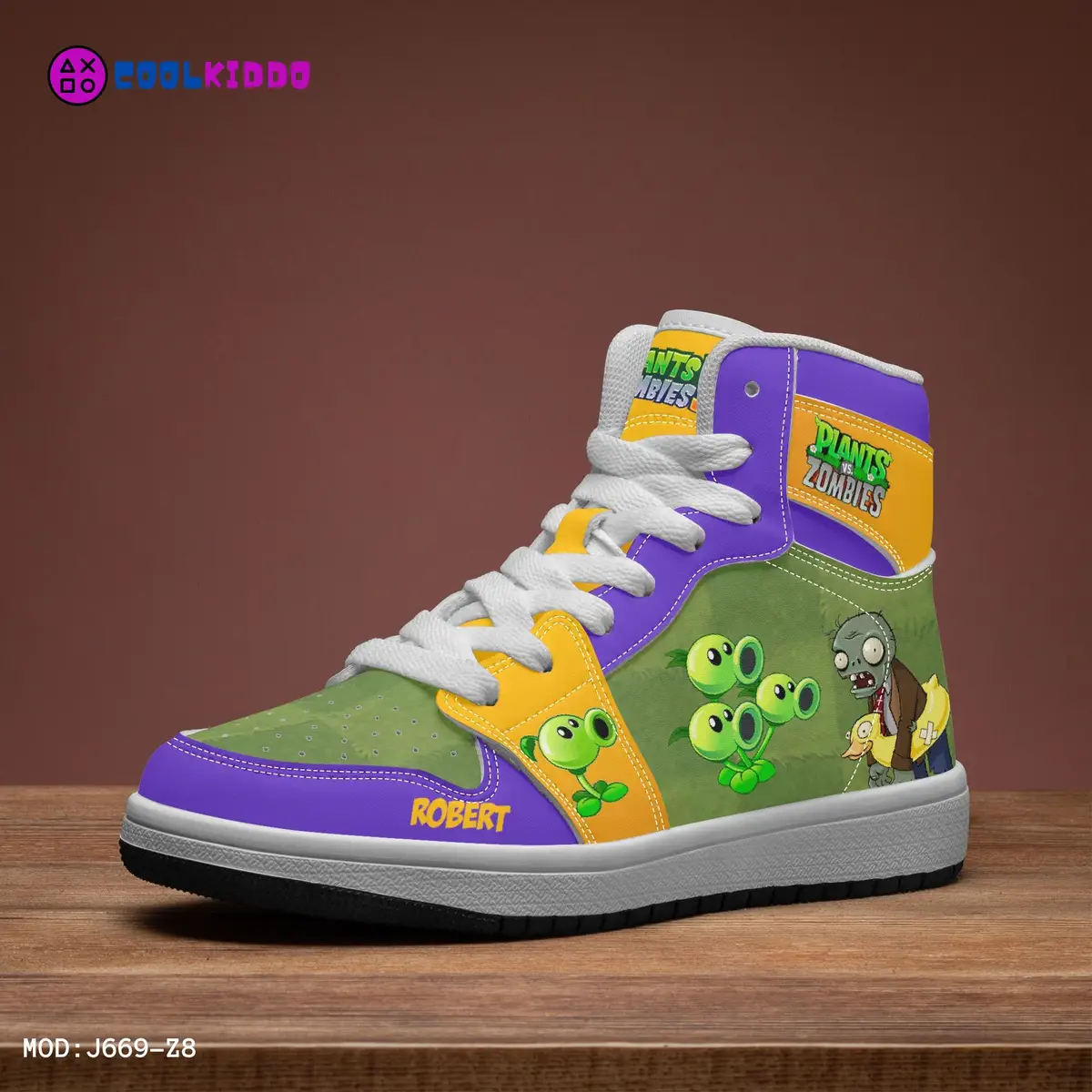 Personalized Plants vs Zombies Characters High-Top Leather Sneakers – Jordans Style Shoes Cool Kiddo 22
