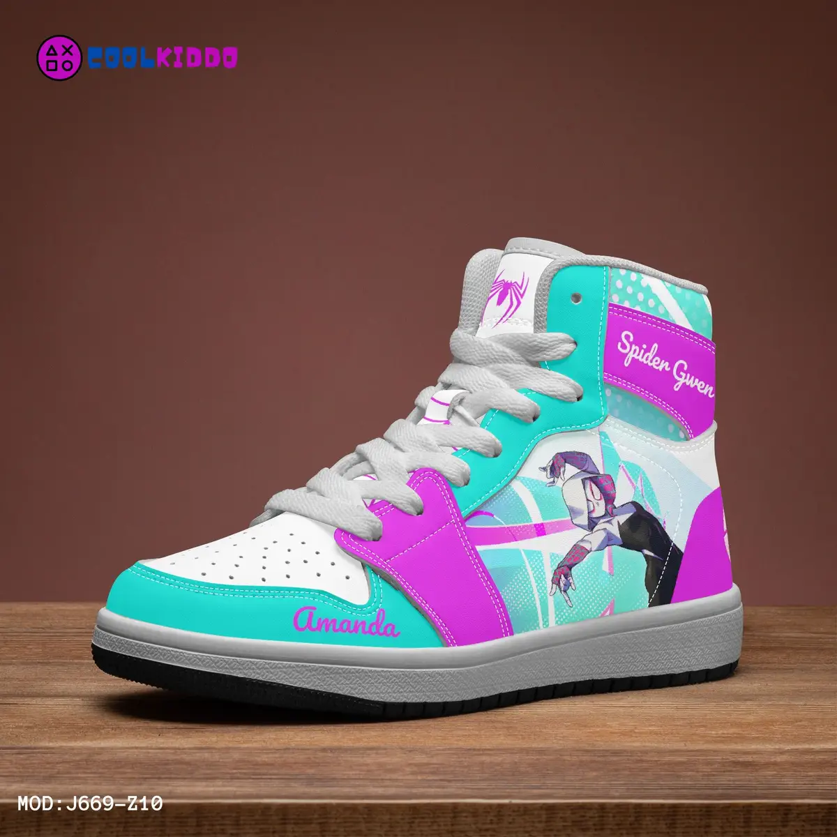 Personalized Gwen Stacy Sneakers. Spiderman Spider-Verse Character High-Top Leather Girl / Woman Shoes Cool Kiddo 16