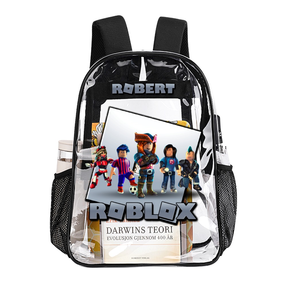 Personalized Name ROBLOX – Transparent Bag – Clear Backpack – 17-inch 2024 New Cool Kiddo 18