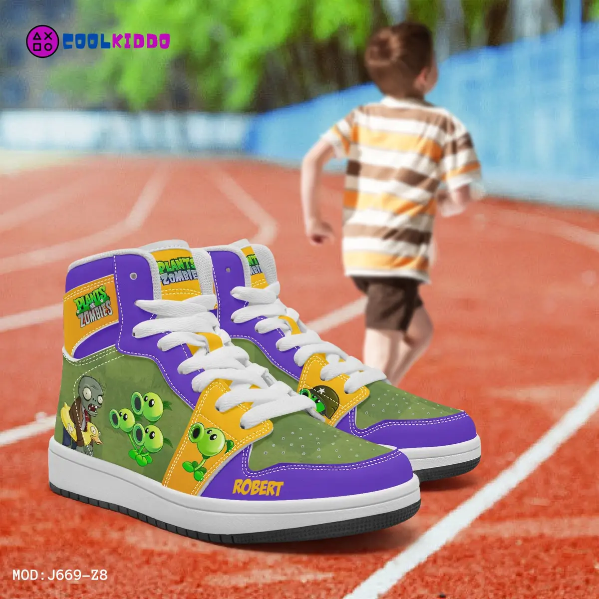 Personalized Plants vs Zombies Characters High-Top Leather Sneakers – Jordans Style Shoes Cool Kiddo 18