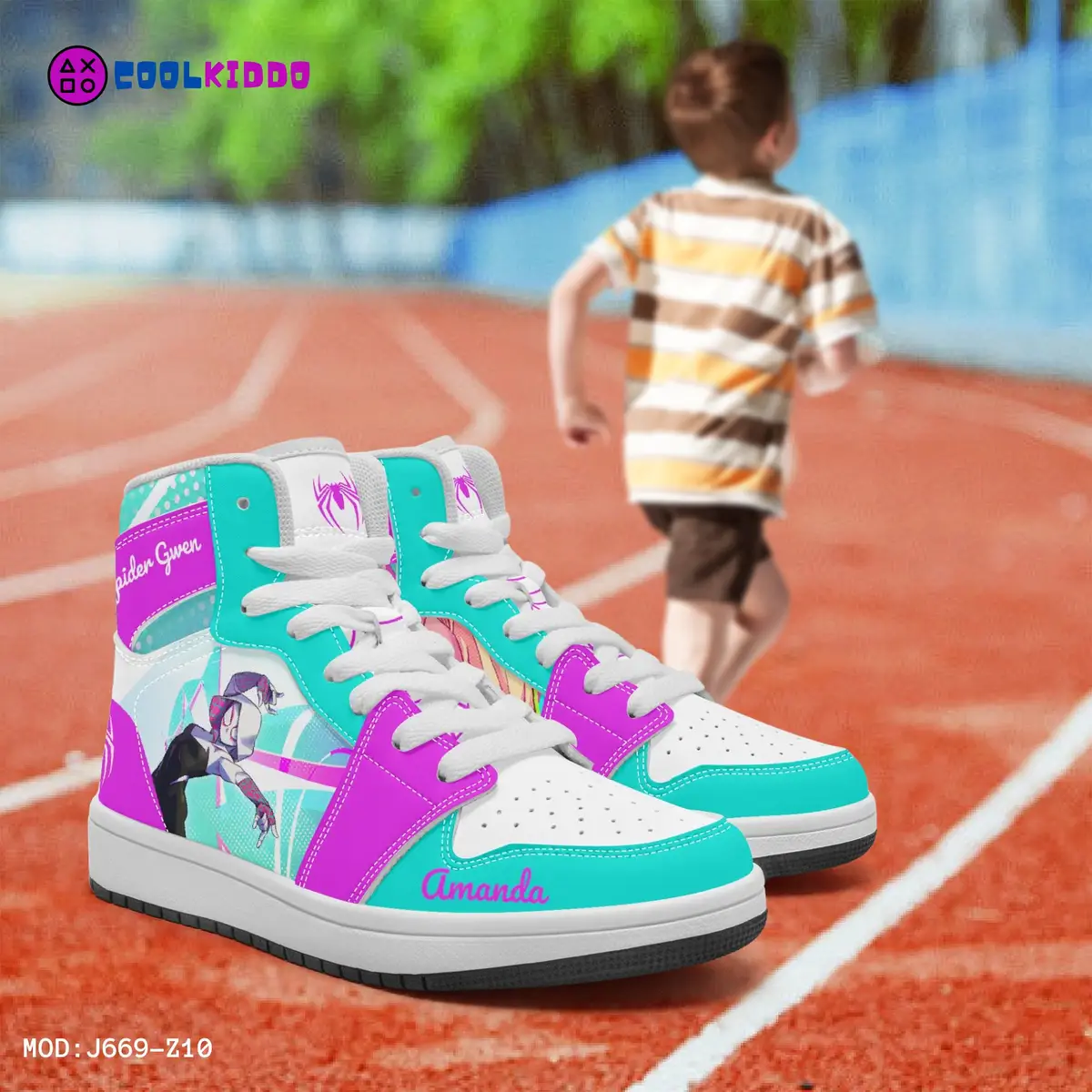 Personalized Gwen Stacy Sneakers. Spiderman Spider-Verse Character High-Top Leather Girl / Woman Shoes Cool Kiddo 18