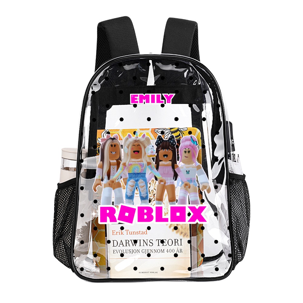 Roblox Girl – Clear Backpack – Transparent Book Bag 17-inch 2024 New Cool Kiddo 18