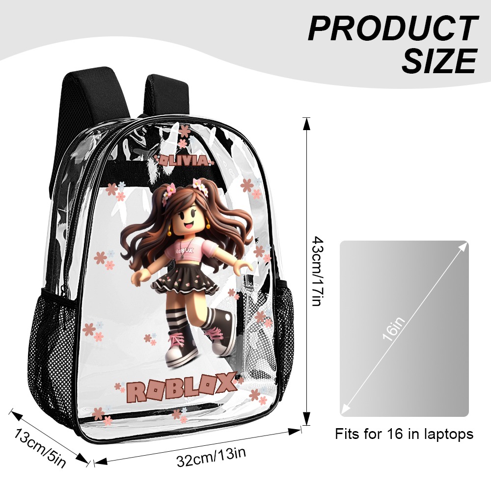 ROBLOX GIRL – Transparent Bag 17 inch 2024 New Cool Kiddo 16