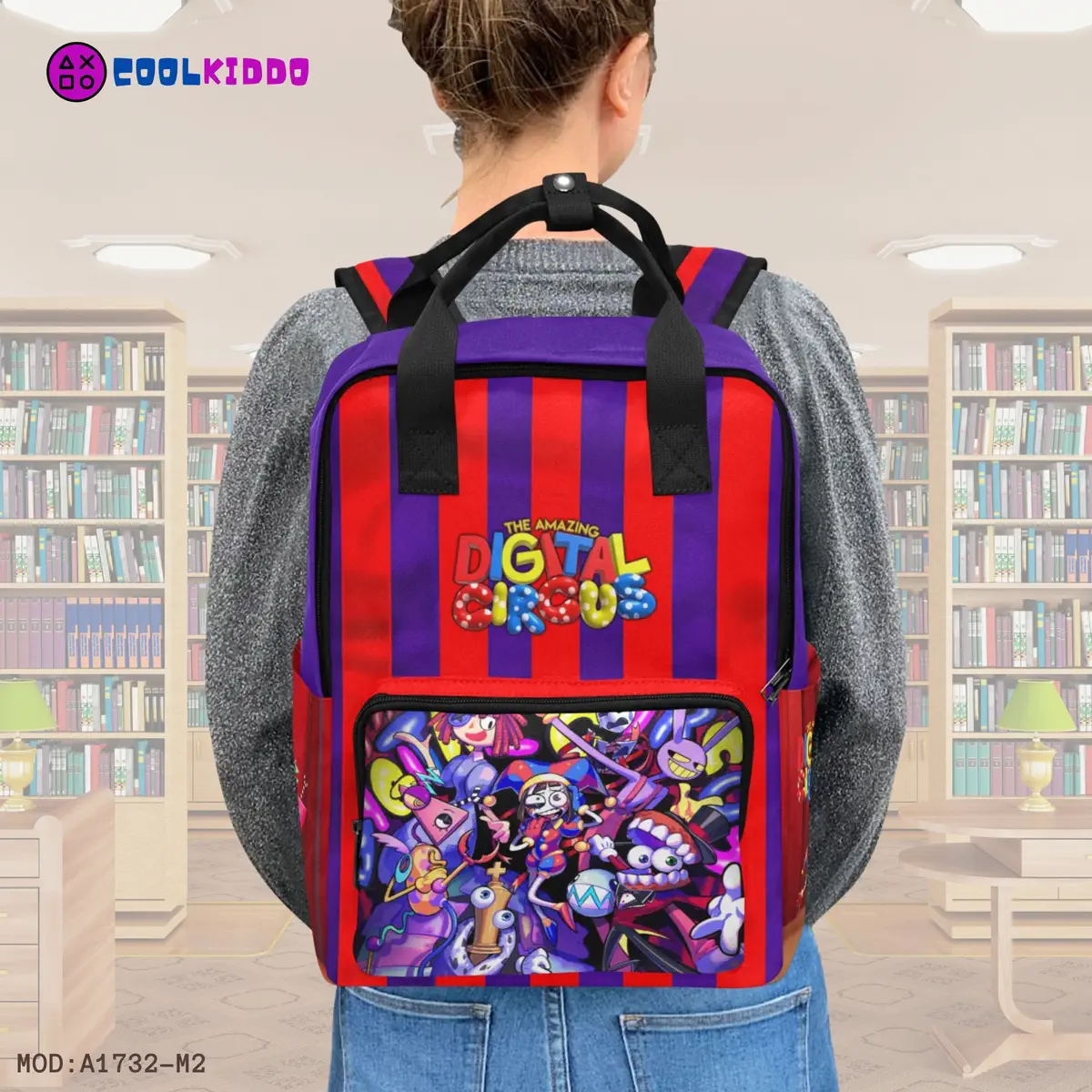 Amazing Digital Circus Handle Backpack. Book bag for Kids / Youth Cool Kiddo 20