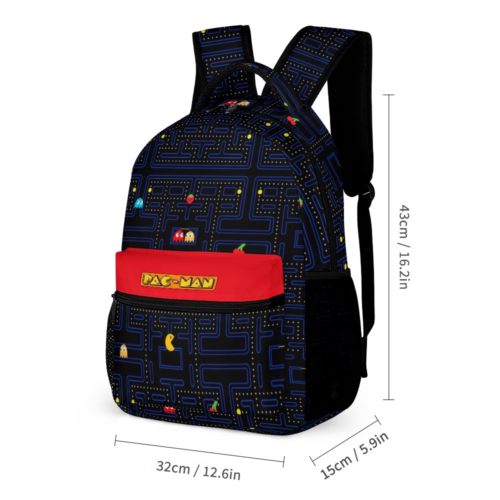 Pac Man Backpack, Lunch Bag and Pencil Poach. Three-piece set combination