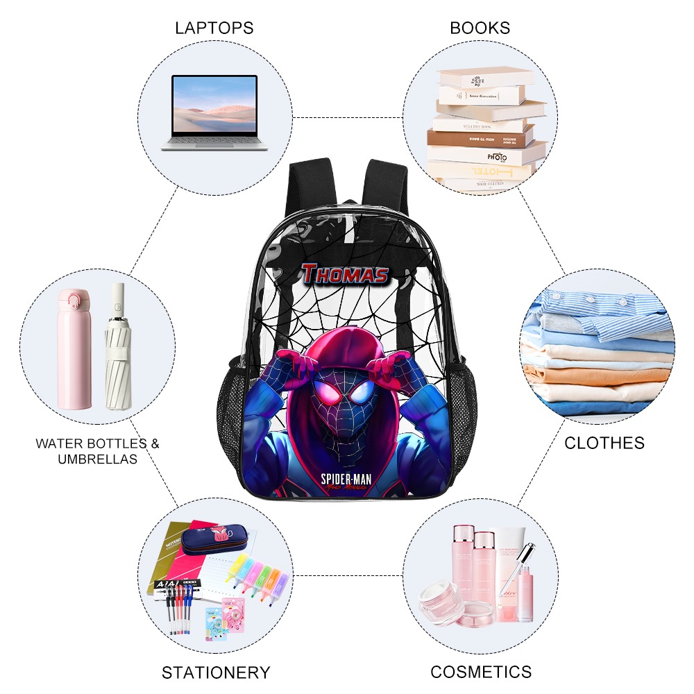 Spiderman Miles Morales Transparent 17-Inch Backpack for Kids & Youth ??️