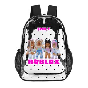 Roblox Girl – Clear Backpack – Transparent Book Bag 17-inch 2024 New Cool Kiddo