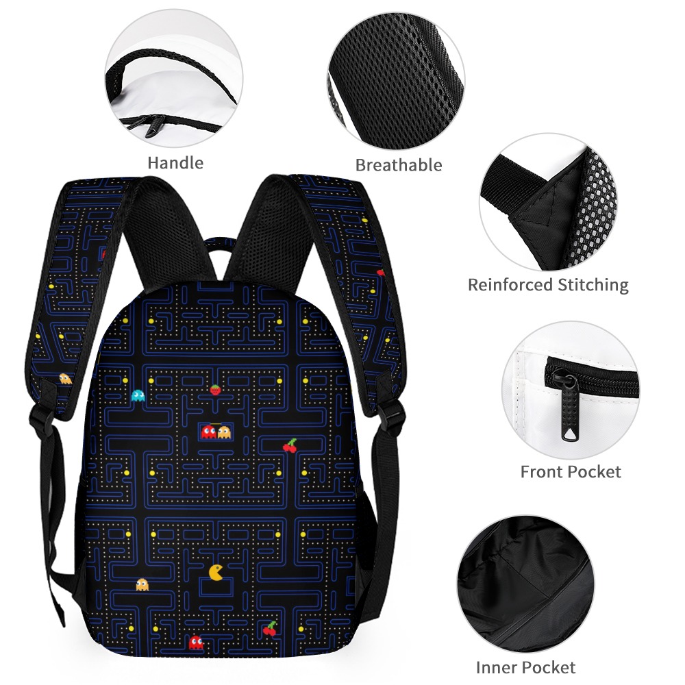 Pac Man Backpack, Lunch Bag and Pencil Poach. Three-piece set combination Cool Kiddo 16