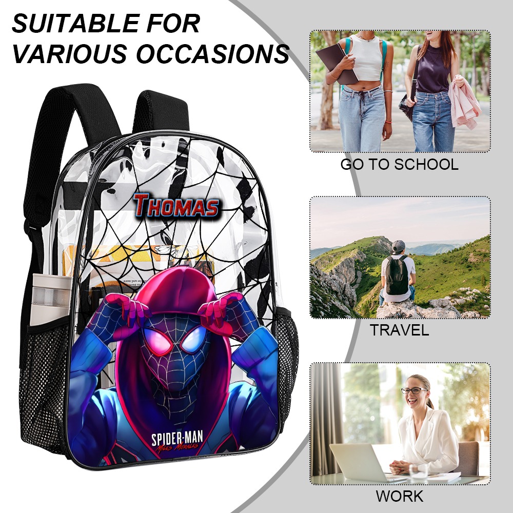 Spiderman Miles Morales Transparent 17-Inch Backpack for Kids & Youth 🎒🕸️ Cool Kiddo 20