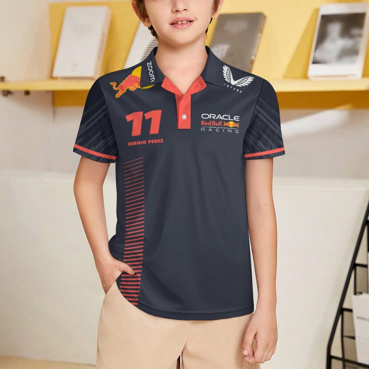 Sergio Perez Red Bull Racing POLO for Kids J62T (All-Over Printing) Cool Kiddo 14