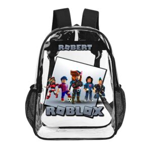Personalized Name ROBLOX – Transparent Bag – Clear Backpack – 17-inch 2024 New Cool Kiddo
