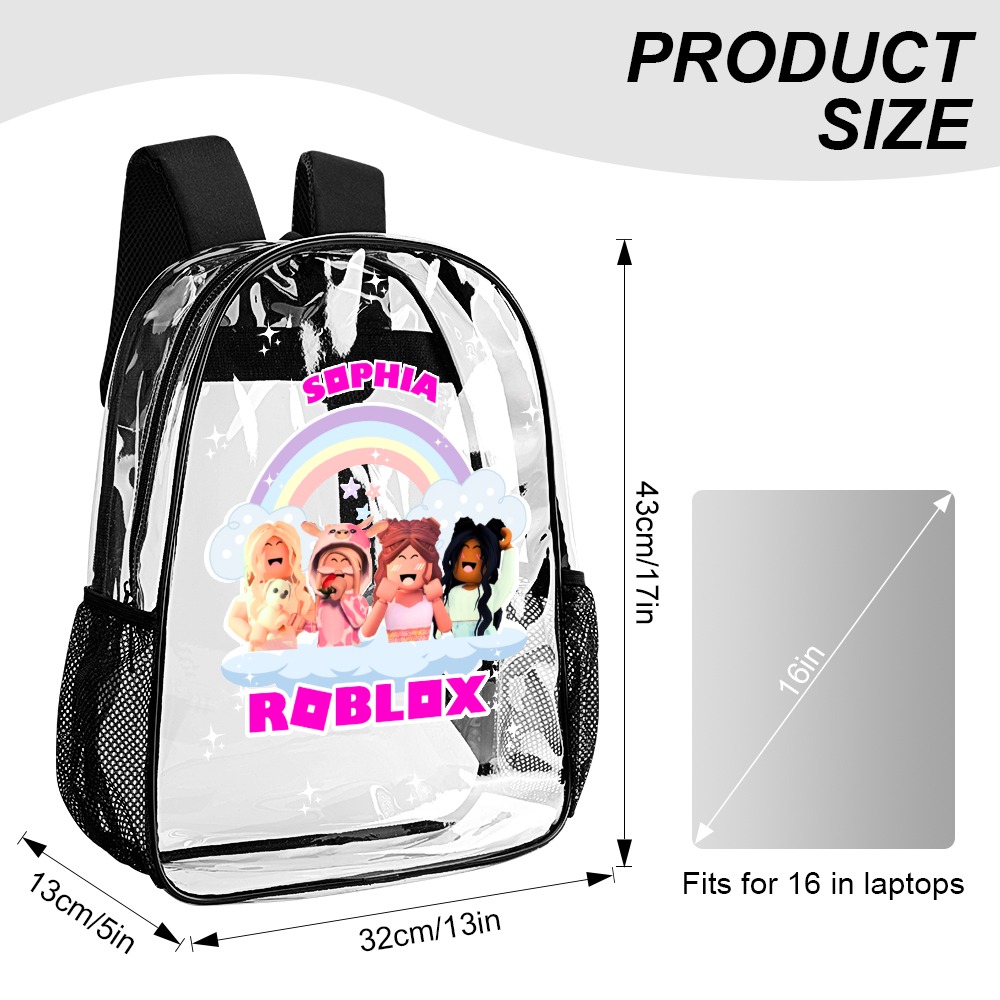 Roblox Girl Transparent Bag 17-inch 2024 New Cool Kiddo 16