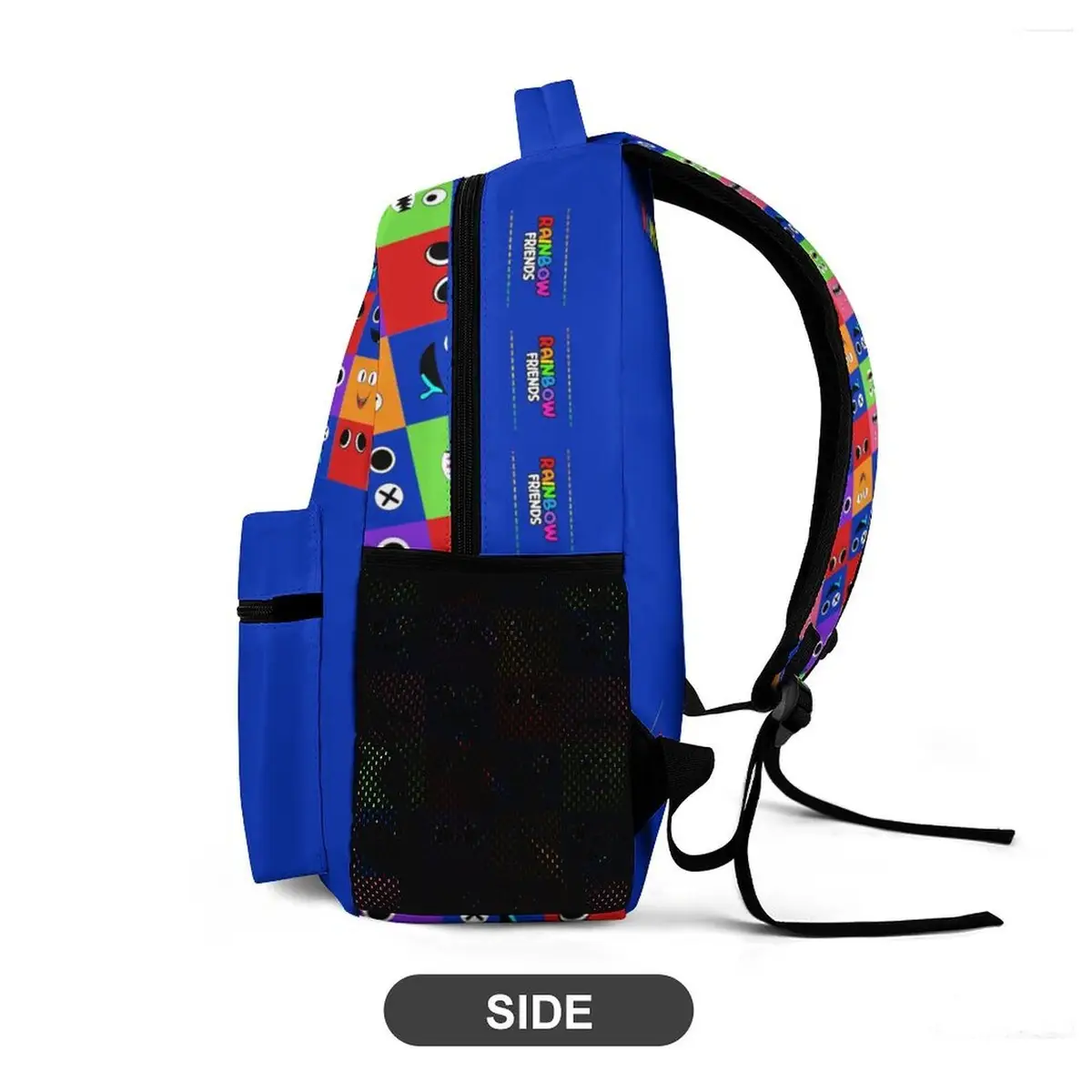 Blue Rainbow Friends backpack from BLUE grid characters faces background Cool Kiddo 16