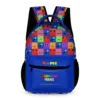 Personalized Blue Backpack | Grid background with Rainbow Friends characters faces Cool Kiddo