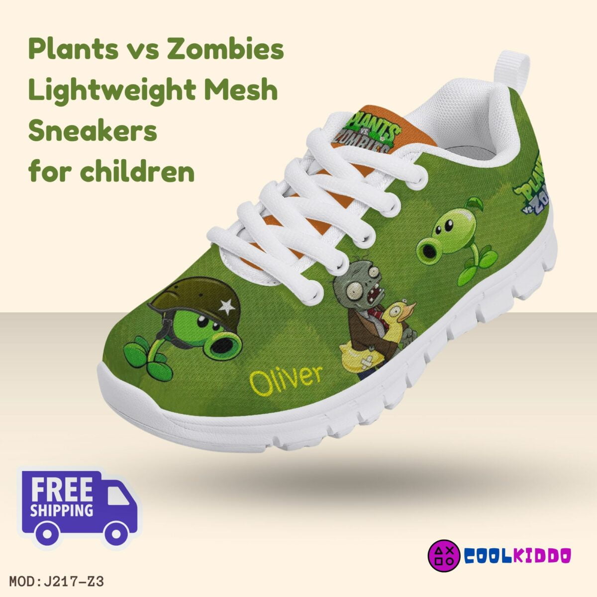 Personalized Plants vs Zombies Inspired Kids’ Lightweight Mesh Sneakers Cool Kiddo 10