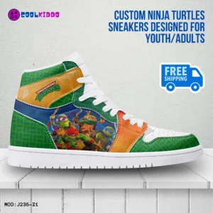 Teenage Mutant Ninja Turtles Inspired High Top Leather Sneakers for Kids/Youth Cool Kiddo