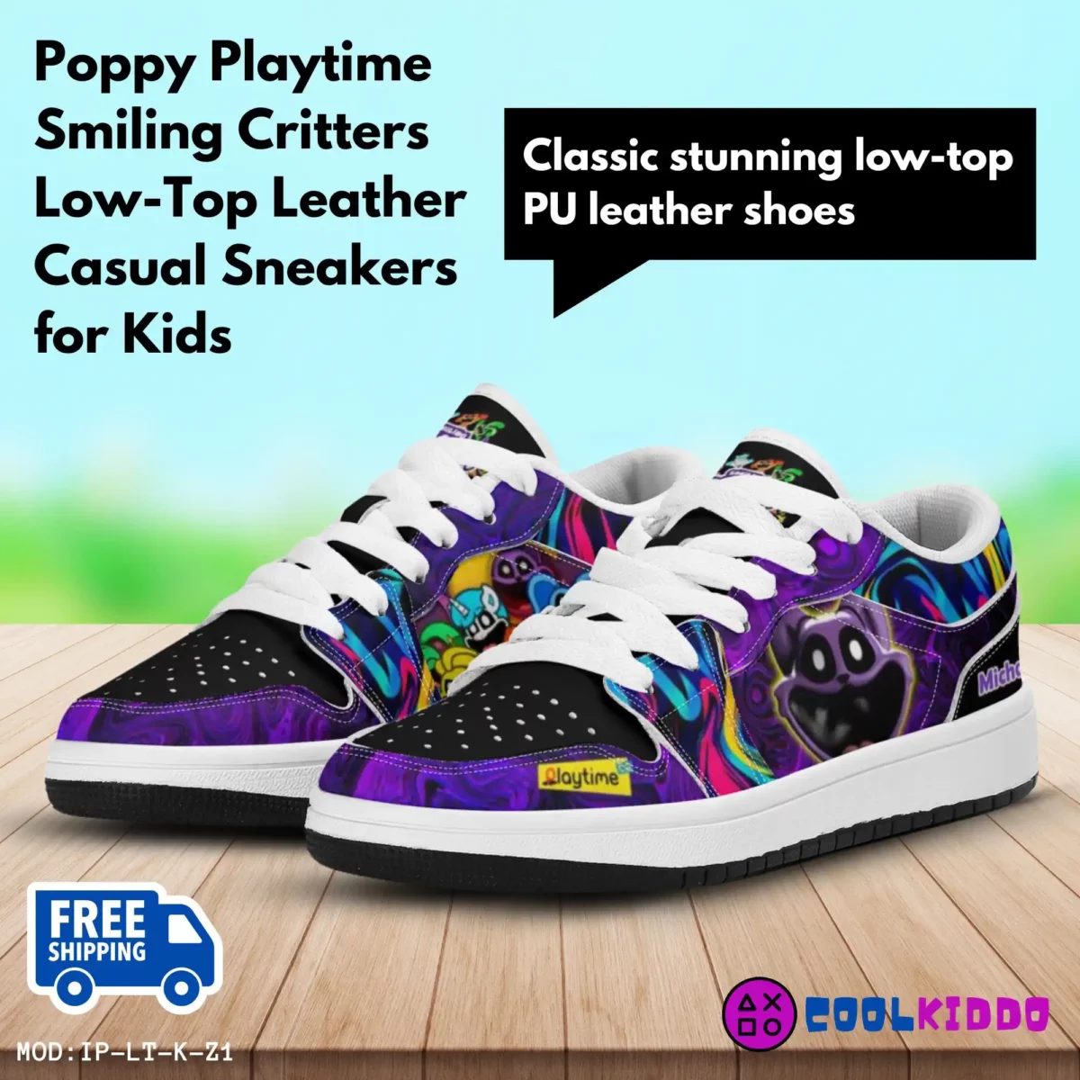Catnap Character from Poppy Playtime Video Game Low-Top Casual Shoes, Leather Sneakers for Kids Cool Kiddo 10