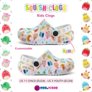 Personalized Squishmallows Clogs Shoes, Girls Clogs Shoes, Funny Crocs Clogs, Crocband Cool Kiddo