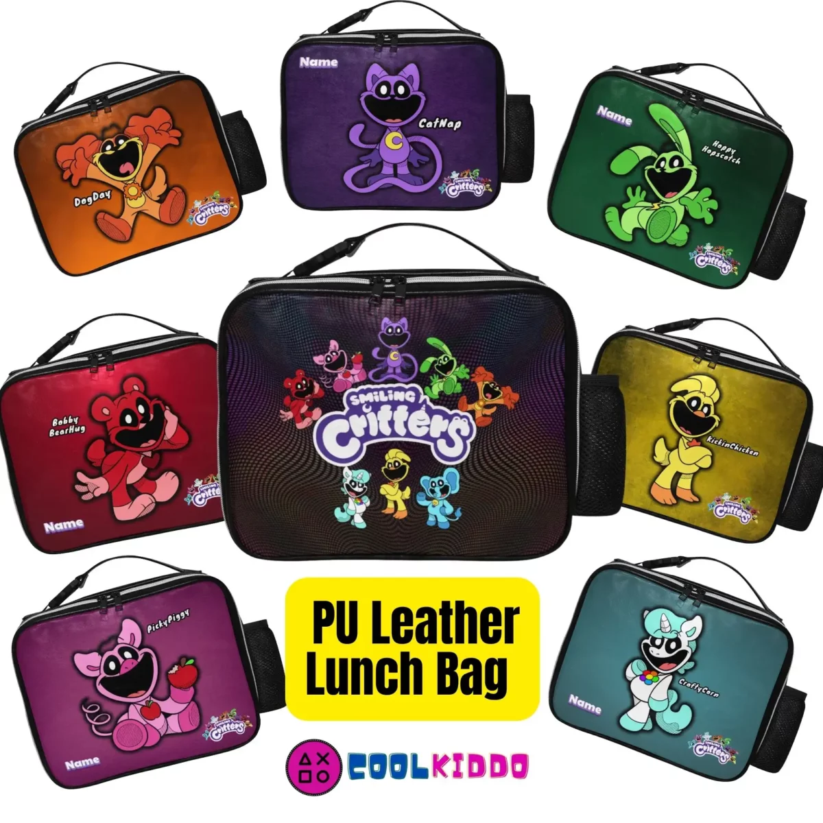 Smiling Critters Poppy Playtime leather lunch box with your favorite character Cool Kiddo 10