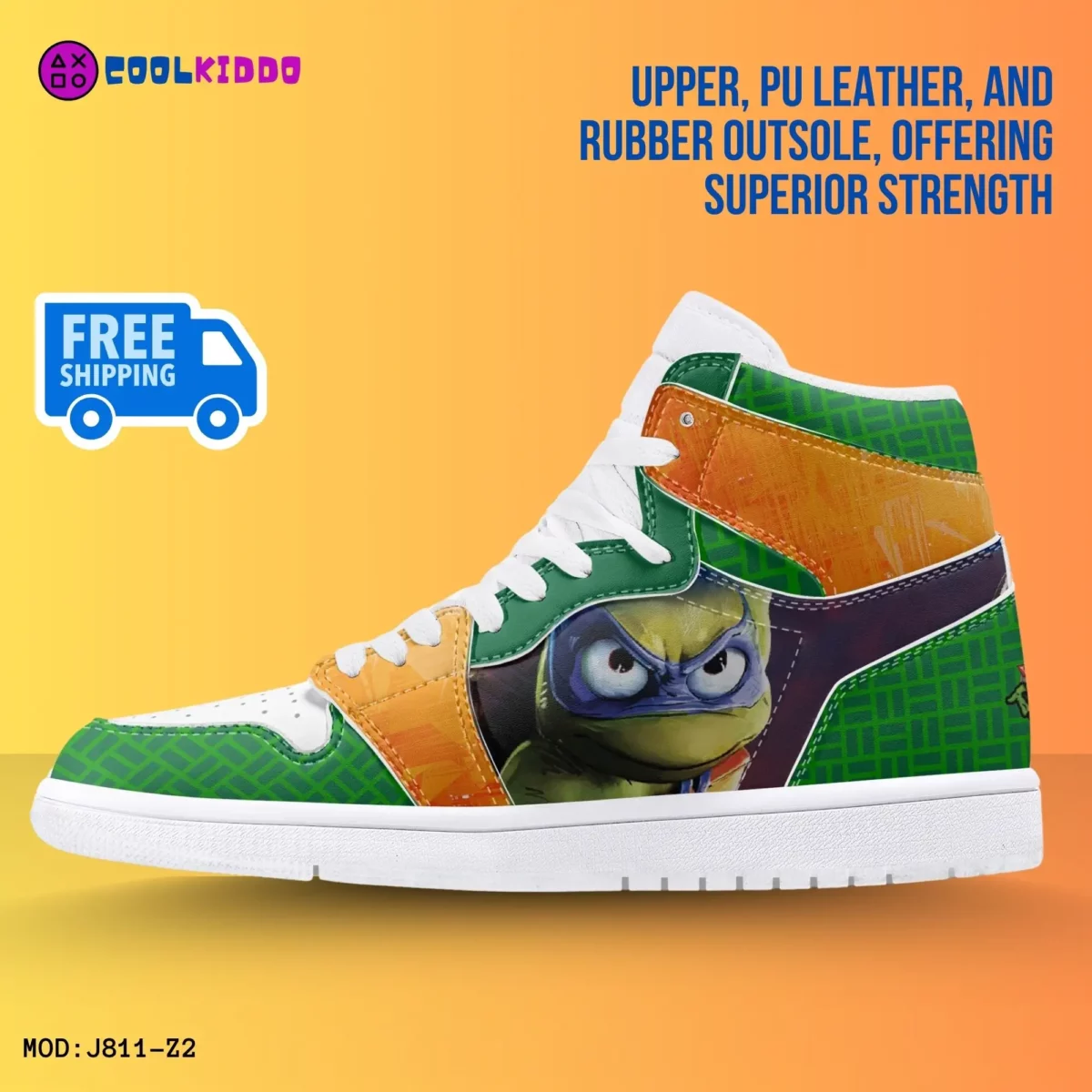 Teenage Mutant Ninja Turtles Inspired High Top Leather Sneakers for Kids/Youth Cool Kiddo 16