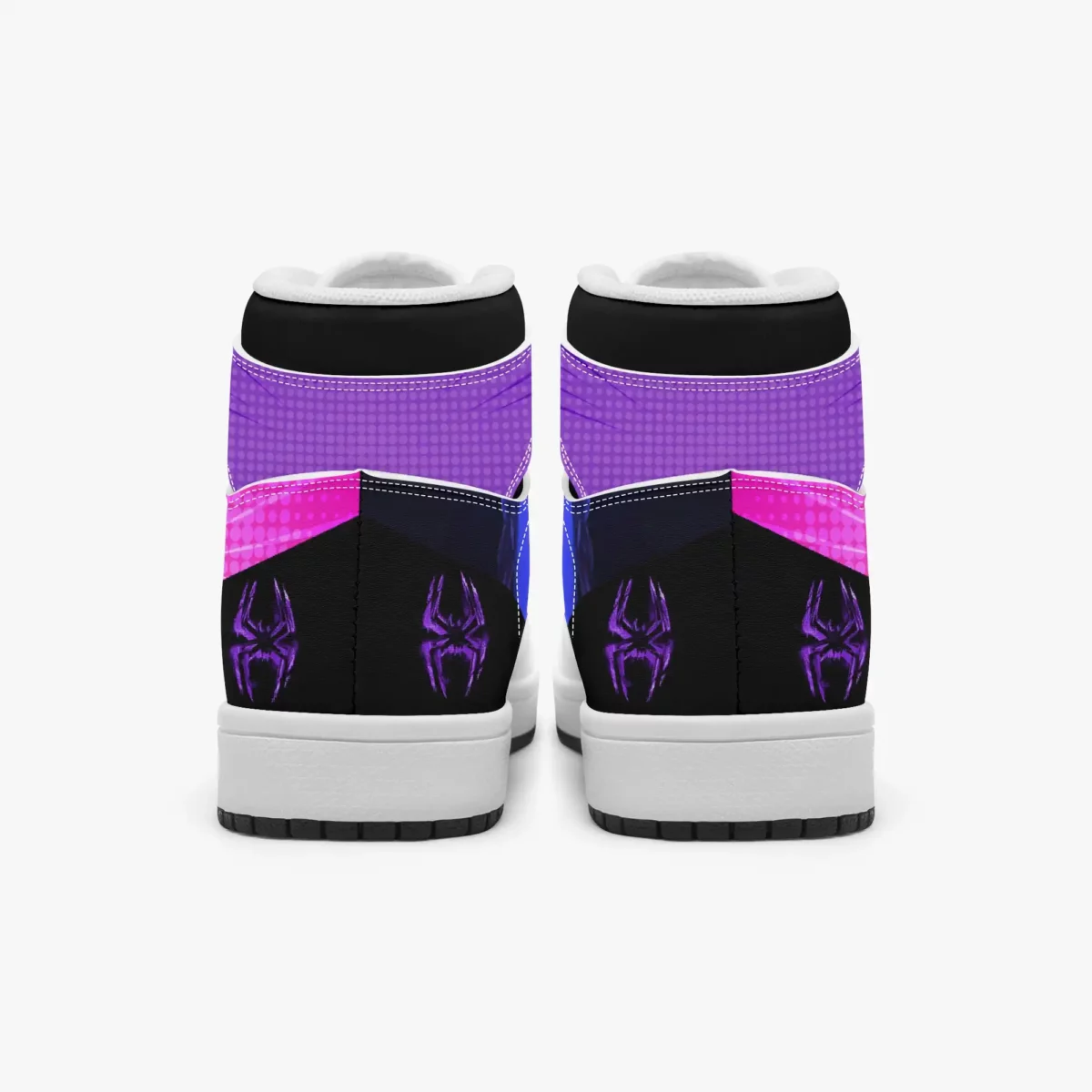 Personalized Miles Morales Spider Verse Earth 42 Prowler High-Top Leather Black Purple Cool Kiddo 22